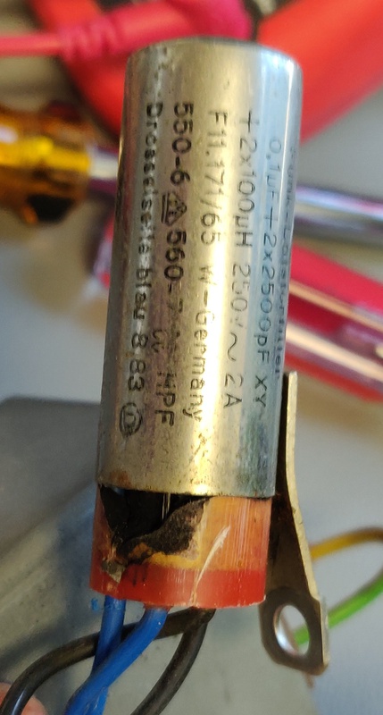 Blown capacitor