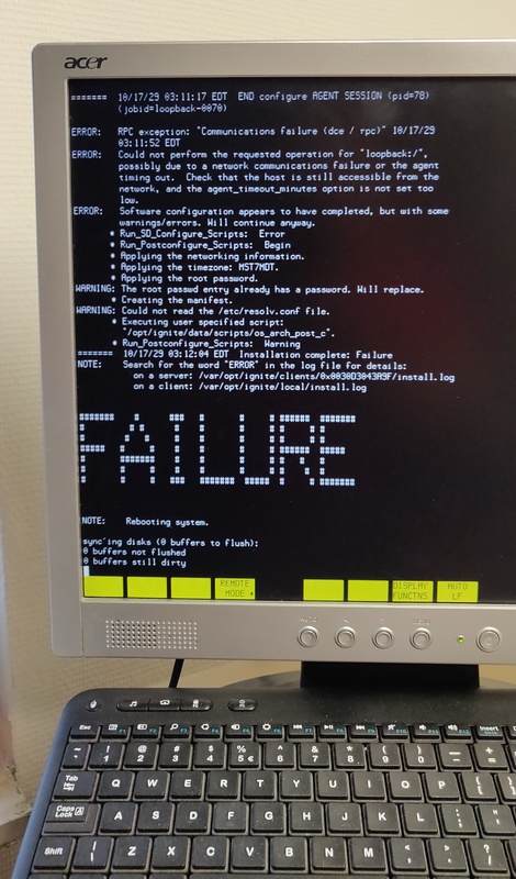 Failed install